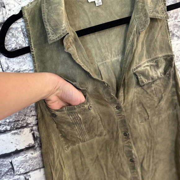 Umgee Dark Tan Rustic Sleeveless Button Up Tank Size M - Picture 5 of 8